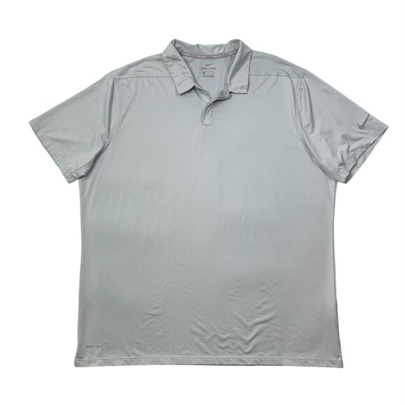 Nike Polo Shirt Mens 2XL Ash Grey White Striped Golf Dri Fit Control Performance - Picture 1 of 9